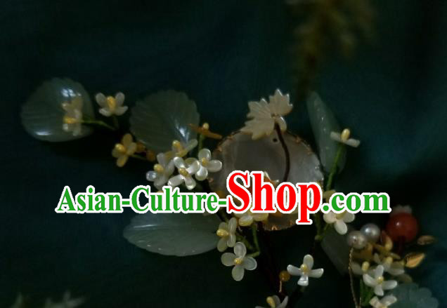 Chinese Handmade Osmanthus Hairpin Traditional Song Dynasty Princess Jade Hair Stick Chinese Handmade Osmanthus Hairpin Traditional Song Dynasty Princess Jade Hair Stick