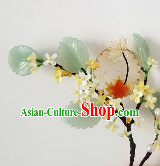 Chinese Handmade Osmanthus Hairpin Traditional Song Dynasty Princess Jade Hair Stick Chinese Handmade Osmanthus Hairpin Traditional Song Dynasty Princess Jade Hair Stick