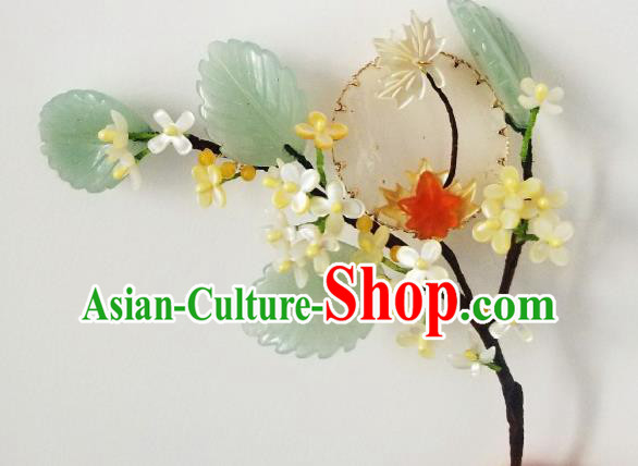 Chinese Handmade Osmanthus Hairpin Traditional Song Dynasty Princess Jade Hair Stick Chinese Handmade Osmanthus Hairpin Traditional Song Dynasty Princess Jade Hair Stick