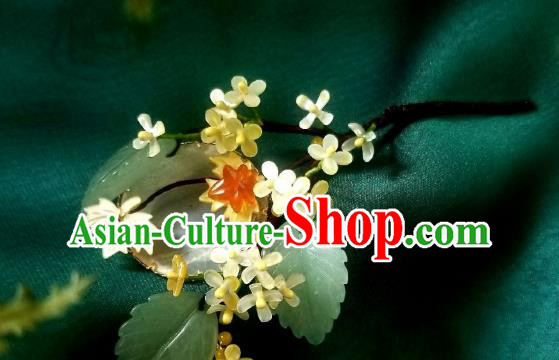 Chinese Handmade Osmanthus Hairpin Traditional Song Dynasty Princess Jade Hair Stick Chinese Handmade Osmanthus Hairpin Traditional Song Dynasty Princess Jade Hair Stick
