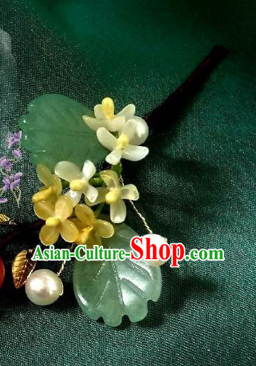 Chinese Handmade Osmanthus Hairpin Traditional Song Dynasty Princess Jade Hair Stick Chinese Handmade Osmanthus Hairpin Traditional Song Dynasty Princess Jade Hair Stick