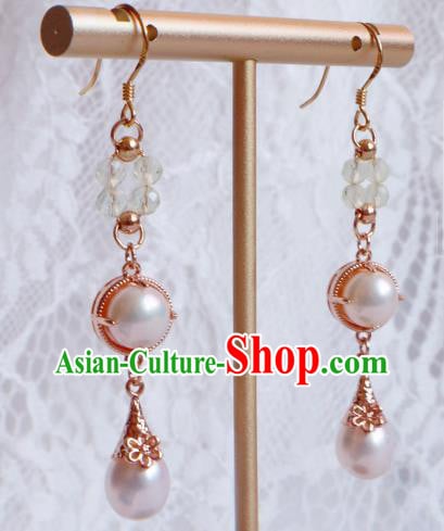 China Traditional Hanfu Pearls Earrings Ancient Ming Dynasty Princess Eardrop Jewelry China Traditional Hanfu Pearls Earrings Ancient Ming Dynasty Princess Eardrop Jewelry