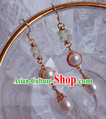 China Traditional Hanfu Pearls Earrings Ancient Ming Dynasty Princess Eardrop Jewelry China Traditional Hanfu Pearls Earrings Ancient Ming Dynasty Princess Eardrop Jewelry