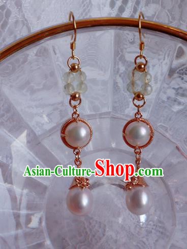 China Traditional Hanfu Pearls Earrings Ancient Ming Dynasty Princess Eardrop Jewelry China Traditional Hanfu Pearls Earrings Ancient Ming Dynasty Princess Eardrop Jewelry