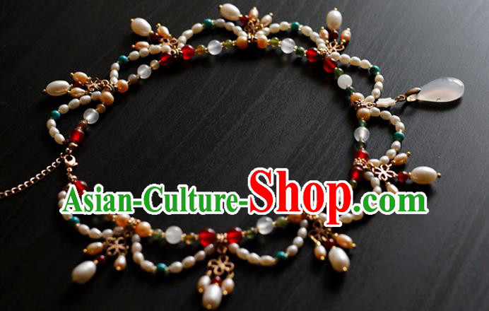 China Traditional Tang Dynasty Pearls Necklace Accessories Handmade Hanfu Necklet Jewelry China Traditional Tang Dynasty Pearls Necklace Accessories Handmade Hanfu Necklet Jewelry