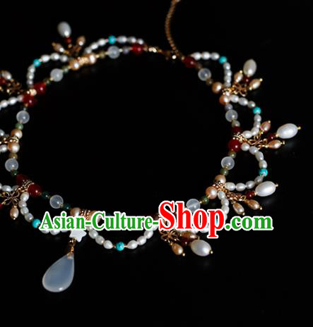 China Traditional Tang Dynasty Pearls Necklace Accessories Handmade Hanfu Necklet Jewelry China Traditional Tang Dynasty Pearls Necklace Accessories Handmade Hanfu Necklet Jewelry