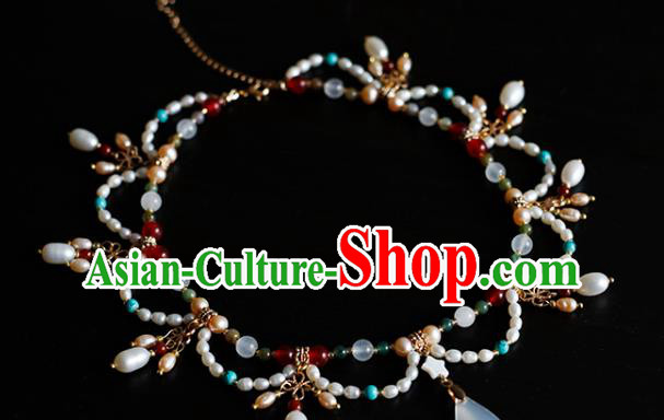 China Traditional Tang Dynasty Pearls Necklace Accessories Handmade Hanfu Necklet Jewelry China Traditional Tang Dynasty Pearls Necklace Accessories Handmade Hanfu Necklet Jewelry