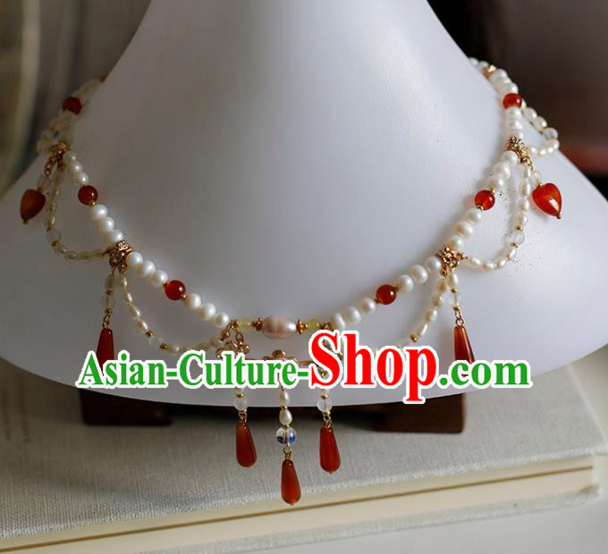 China Handmade Hanfu Necklet Jewelry Traditional Tang Dynasty Pearls Necklace Accessories China Handmade Hanfu Necklet Jewelry Traditional Tang Dynasty Pearls Necklace Accessories