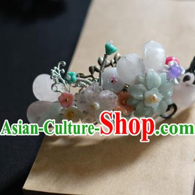 Chinese Handmade Hair Stick Traditional Ming Dynasty Princess Crystal Flowers Hair Claw