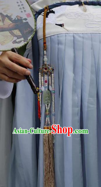 China Traditional Ming Dynasty Blueing Lotus Waist Accessories Handmade Hanfu Jade Pendant China Traditional Ming Dynasty Blueing Lotus Waist Accessories Handmade Hanfu Jade Pendant