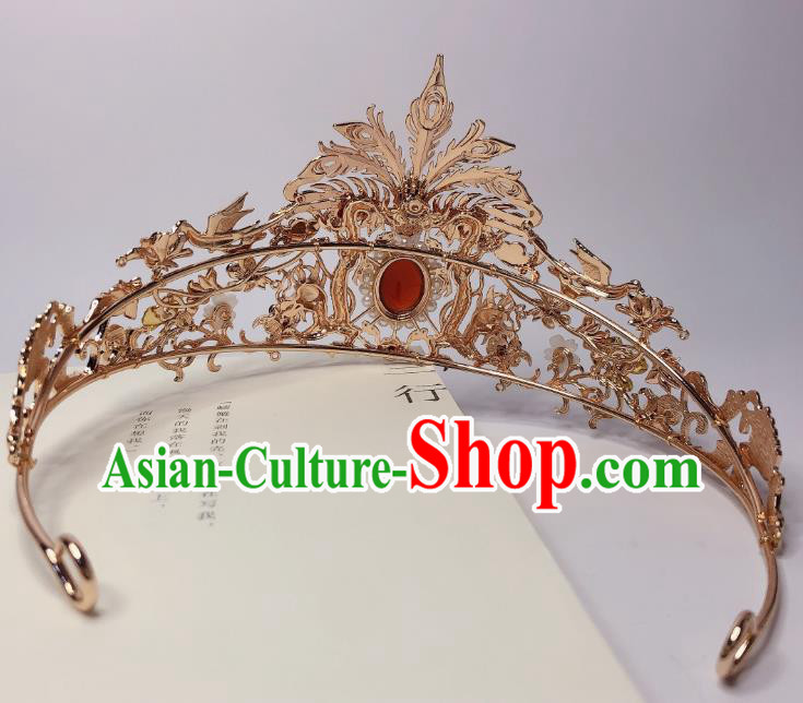 Chinese Handmade Wedding Hairpin Traditional Song Dynasty Princess Golden Hair Crown Chinese Handmade Wedding Hairpin Traditional Song Dynasty Princess Golden Hair Crown