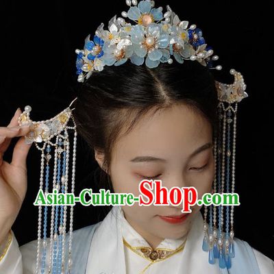 Chinese Handmade Wedding Hair Crown Traditional Song Dynasty Princess Hairpins Hair Accessories