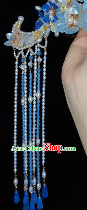 Chinese Handmade Pearls Tassel Hairpin Traditional Song Dynasty Princess Shell Hair Sticks Chinese Handmade Pearls Tassel Hairpin Traditional Song Dynasty Princess Shell Hair Sticks