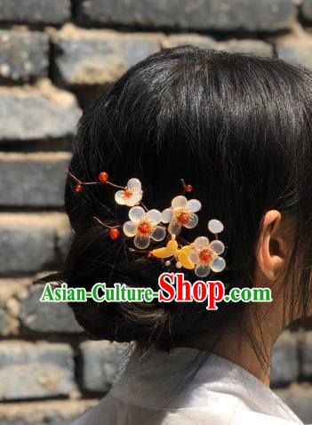 Chinese Handmade Shell Plum Hair Stick Traditional Ming Dynasty Princess Hairpin Chinese Handmade Shell Plum Hair Stick Traditional Ming Dynasty Princess Hairpin