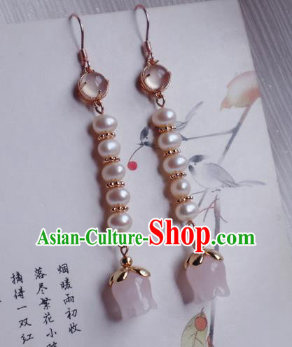 China Traditional Hanfu Convallaria Earrings Ancient Song Dynasty Court Pearls Ear Jewelry China Traditional Hanfu Convallaria Earrings Ancient Song Dynasty Court Pearls Ear Jewelry