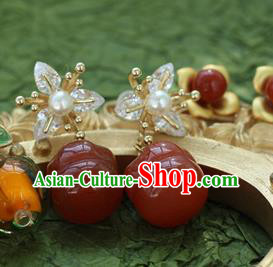 China Traditional Hanfu Earrings Ancient Palace Lady Agate Persimmon Ear Jewelry China Traditional Hanfu Earrings Ancient Palace Lady Agate Persimmon Ear Jewelry