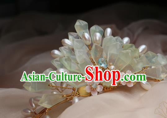 Chinese Handmade Pearls Hairpin Traditional Ming Dynasty Palace Lady Hair Crown Chinese Handmade Pearls Hairpin Traditional Ming Dynasty Palace Lady Hair Crown