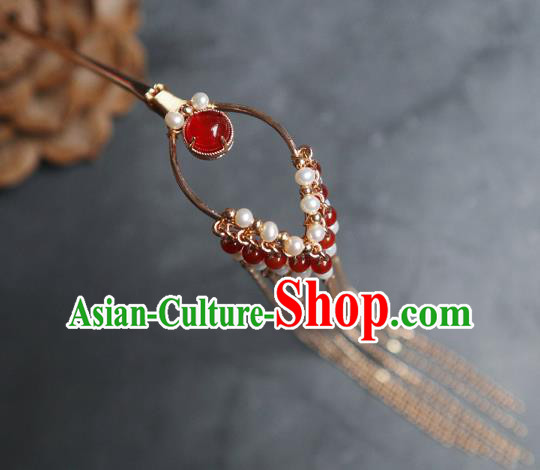 Chinese Handmade Golden Long Tassel Hair Stick Traditional Ming Dynasty Hairpin Accessories Chinese Handmade Golden Long Tassel Hair Stick Traditional Ming Dynasty Hairpin Accessories