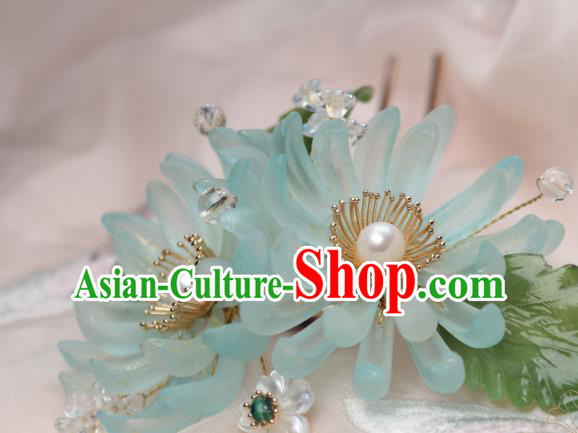 Chinese Handmade Ming Dynasty Hairpin Traditional Ancient Princess Blue Chrysanthemum Hair Stick Chinese Handmade Ming Dynasty Hairpin Traditional Ancient Princess Blue Chrysanthemum Hair Stick