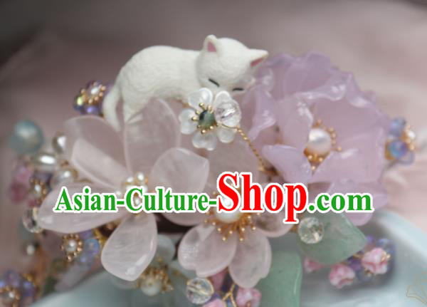 Chinese Handmade Rose Quartz Hairpin Traditional Ancient Princess Sakura Hair Stick Chinese Handmade Rose Quartz Hairpin Traditional Ancient Princess Sakura Hair Stick