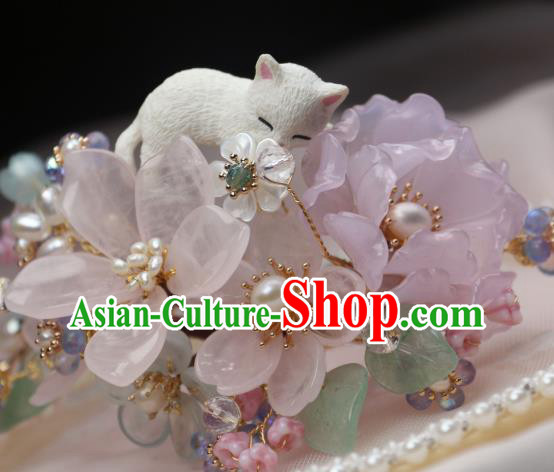 Chinese Handmade Rose Quartz Hairpin Traditional Ancient Princess Sakura Hair Stick Chinese Handmade Rose Quartz Hairpin Traditional Ancient Princess Sakura Hair Stick