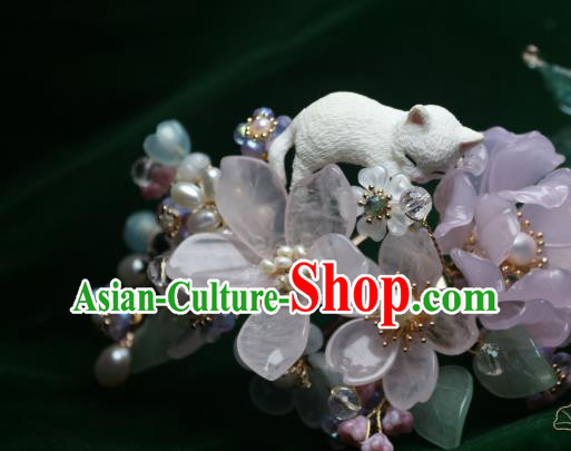 Chinese Handmade Rose Quartz Hairpin Traditional Ancient Princess Sakura Hair Stick Chinese Handmade Rose Quartz Hairpin Traditional Ancient Princess Sakura Hair Stick