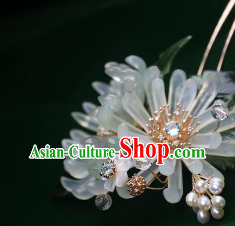 Chinese Handmade Crystal Pearls Hairpin Traditional Ancient Princess Green Chrysanthemum Hair Stick Chinese Handmade Crystal Pearls Hairpin Traditional Ancient Princess Green Chrysanthemum Hair Stick