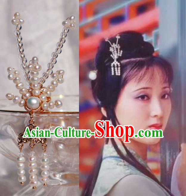 Chinese Handmade Pearls Phoenix Hairpin Traditional Ming Dynasty Noble Lady Hair Stick Chinese Handmade Pearls Phoenix Hairpin Traditional Ming Dynasty Noble Lady Hair Stick