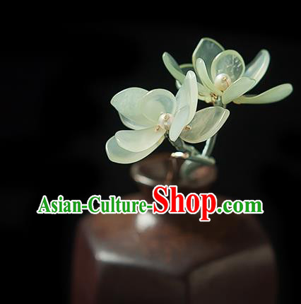 Chinese Handmade Pearls Hair Accessories Traditional Song Dynasty Princess Jade Mangnolia Hairpin Chinese Handmade Pearls Hair Accessories Traditional Song Dynasty Princess Jade Mangnolia Hairpin