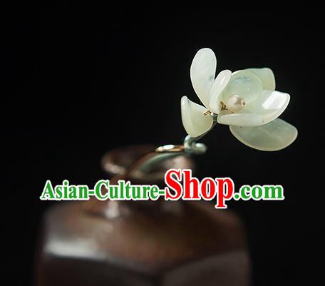 Chinese Handmade Pearls Hair Accessories Traditional Song Dynasty Princess Jade Mangnolia Hairpin Chinese Handmade Pearls Hair Accessories Traditional Song Dynasty Princess Jade Mangnolia Hairpin