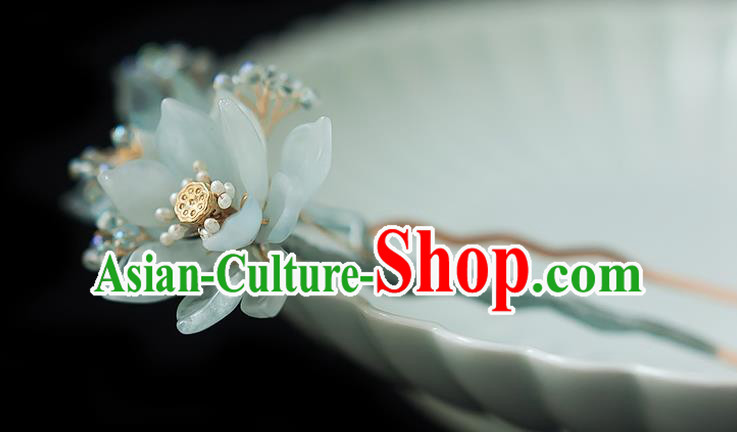Chinese Handmade Blue Lotus Hair Stick Traditional Ming Dynasty Princess Hairpin Chinese Handmade Blue Lotus Hair Stick Traditional Ming Dynasty Princess Hairpin