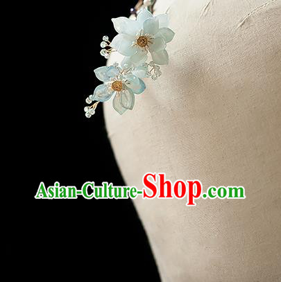 Chinese Handmade Blue Lotus Hair Stick Traditional Ming Dynasty Princess Hairpin Chinese Handmade Blue Lotus Hair Stick Traditional Ming Dynasty Princess Hairpin