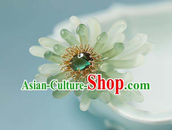 Chinese Handmade Hair Stick Traditional Ming Dynasty Empress Green Chrysanthemum Hairpin Chinese Handmade Hair Stick Traditional Ming Dynasty Empress Green Chrysanthemum Hairpin