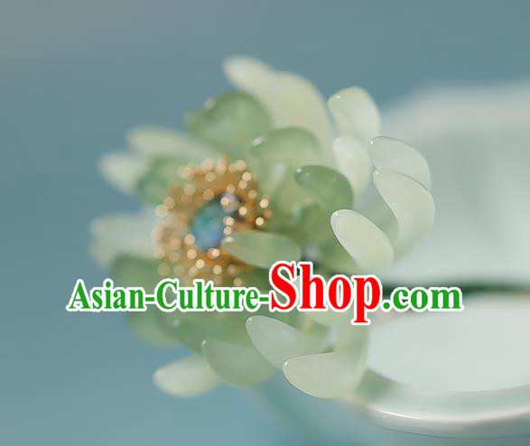 Chinese Handmade Hair Stick Traditional Ming Dynasty Empress Green Chrysanthemum Hairpin Chinese Handmade Hair Stick Traditional Ming Dynasty Empress Green Chrysanthemum Hairpin