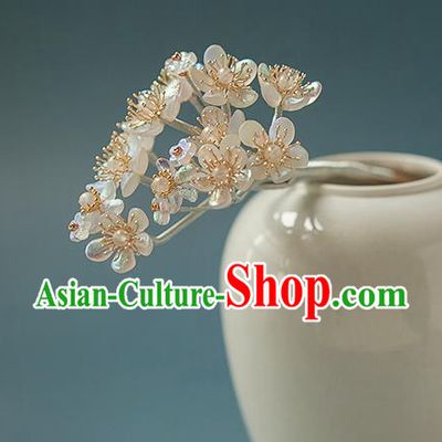 Chinese Handmade Crystal Pear Blossom Hair Stick Traditional Ming Dynasty Hanfu Hairpin