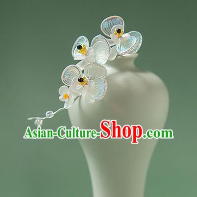 Chinese Handmade Crystal Hair Stick Traditional Ming Dynasty Hanfu Phalaenopsis Hairpin
