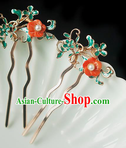 Chinese Handmade Hair Comb Traditional Ming Dynasty Princess Red Plum Hairpin Chinese Handmade Hair Comb Traditional Ming Dynasty Princess Red Plum Hairpin
