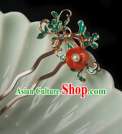 Chinese Handmade Hair Comb Traditional Ming Dynasty Princess Red Plum Hairpin Chinese Handmade Hair Comb Traditional Ming Dynasty Princess Red Plum Hairpin