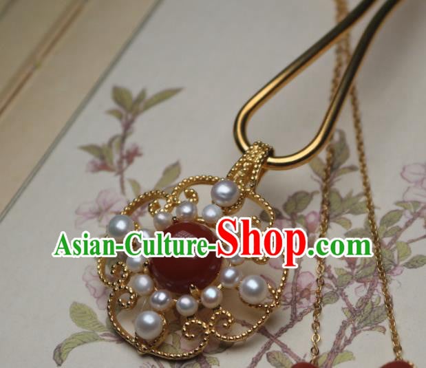 China Traditional Pearls Agate Necklet Accessories Handmade Hanfu Necklace Pendant China Traditional Pearls Agate Necklet Accessories Handmade Hanfu Necklace Pendant
