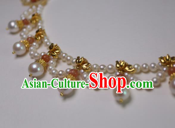 China Traditional Tang Dynasty Agate Necklet Accessories Handmade Hanfu Pearls Necklace China Traditional Tang Dynasty Agate Necklet Accessories Handmade Hanfu Pearls Necklace