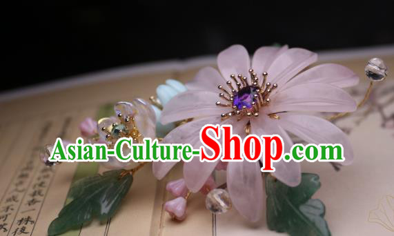 Chinese Handmade Amethyst Hair Stick Traditional Ancient Princess Pink Chrysanthemum Hairpin Headpiece Chinese Handmade Amethyst Hair Stick Traditional Ancient Princess Pink Chrysanthemum Hairpin Headpiece