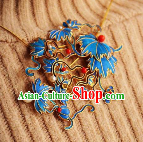 China Handmade Brooch Jewelry Traditional Qing Dynasty Grape Leaf Breastpin Accessories China Handmade Brooch Jewelry Traditional Qing Dynasty Grape Leaf Breastpin Accessories
