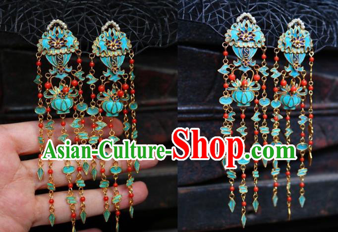 China Classical Red Beads Ear Jewelry Traditional Cheongsam Tassel Earrings China Classical Red Beads Ear Jewelry Traditional Cheongsam Tassel Earrings
