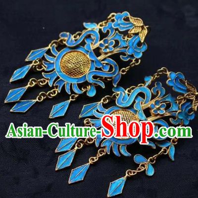 China Classical Court Ear Jewelry Traditional Cheongsam Golden Dreamcatcher Earrings
