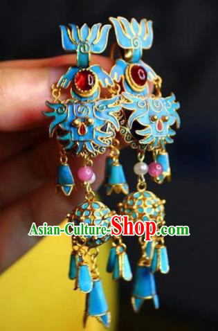 China Classical Court Garnet Ear Jewelry Traditional Cheongsam Blue Hydrangea Earrings China Classical Court Garnet Ear Jewelry Traditional Cheongsam Blue Hydrangea Earrings