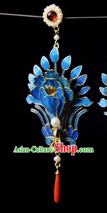 China Classical Pearls Tourmaline Ear Jewelry Traditional Cheongsam Blueing Phoenix Earrings China Classical Pearls Tourmaline Ear Jewelry Traditional Cheongsam Blueing Phoenix Earrings