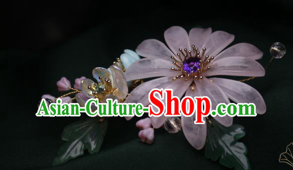 Chinese Handmade Amethyst Hair Stick Traditional Ancient Princess Pink Chrysanthemum Hairpin Headpiece Chinese Handmade Amethyst Hair Stick Traditional Ancient Princess Pink Chrysanthemum Hairpin Headpiece