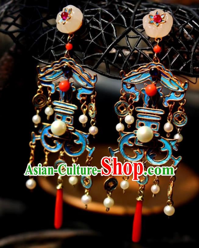 China Classical Wedding Ear Jewelry Traditional Cheongsam Jade Plum Blossom Earrings China Classical Wedding Ear Jewelry Traditional Cheongsam Jade Plum Blossom Earrings