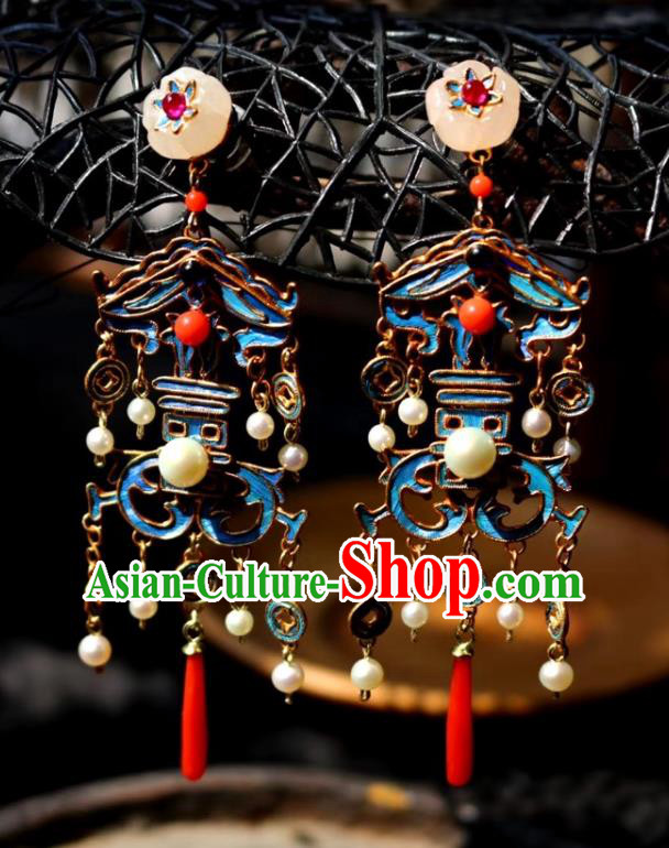 China Classical Wedding Ear Jewelry Traditional Cheongsam Jade Plum Blossom Earrings China Classical Wedding Ear Jewelry Traditional Cheongsam Jade Plum Blossom Earrings