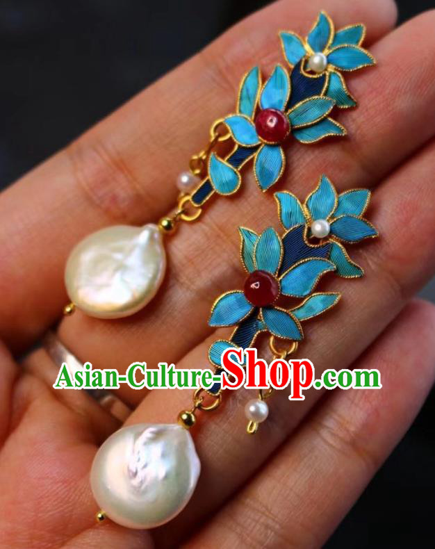 China Classical Bamboo Leaf Ear Jewelry Traditional Cheongsam Tourmaline Pearl Earrings China Classical Bamboo Leaf Ear Jewelry Traditional Cheongsam Tourmaline Pearl Earrings